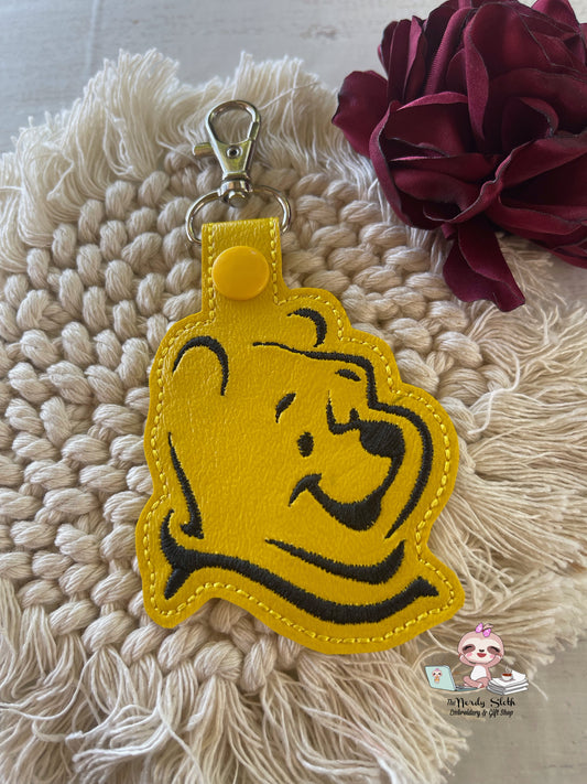 Honey Bear Face Silhouette Keychain