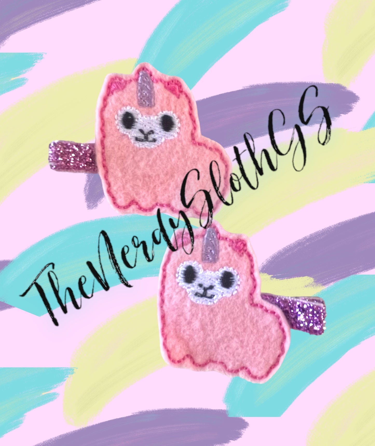 Llama unicorn Hair Clippies