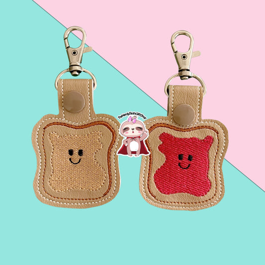 Peanut Butter and Strawberry Jelly on Wheat Keychain