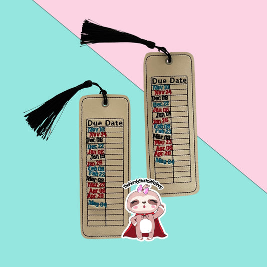 Library Due Date Card Book Mark
