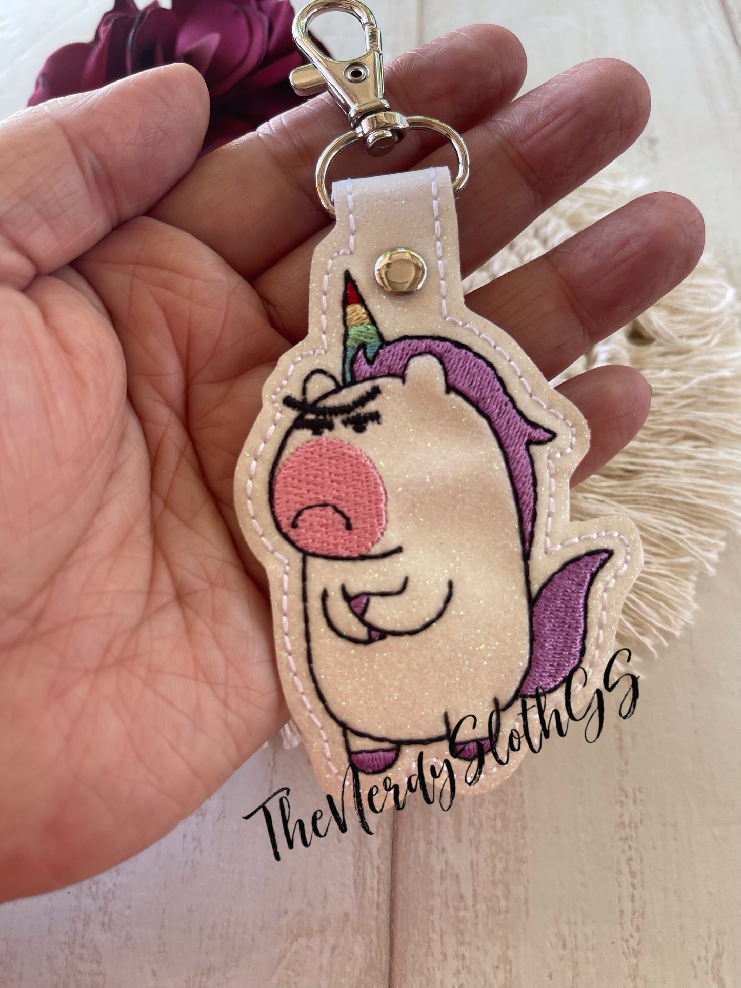 Grumpy Unicorn Keychain