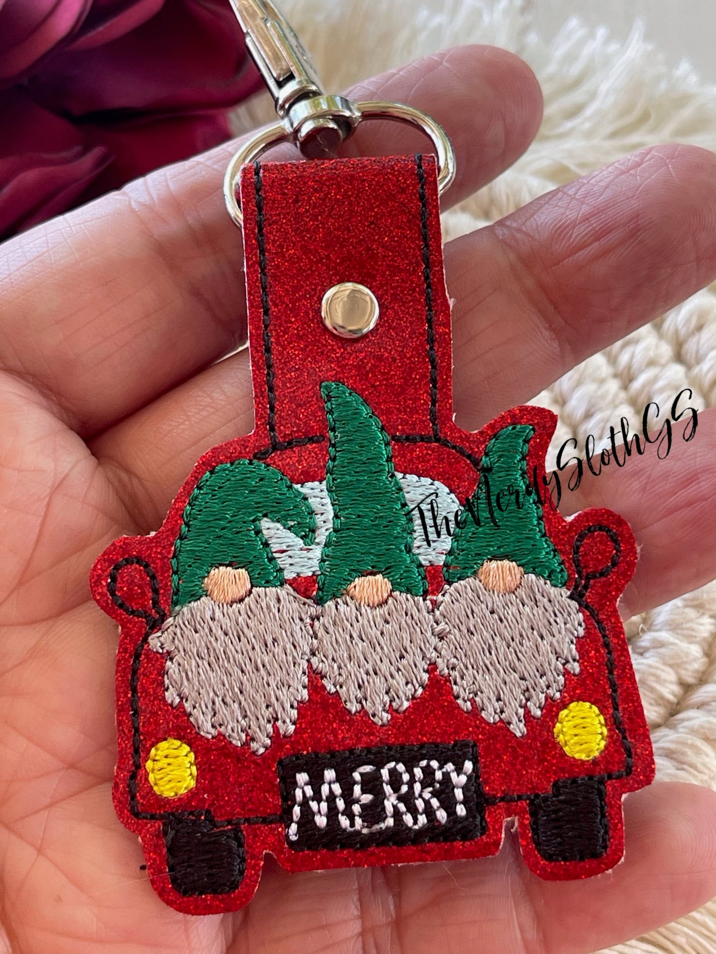 Merry Gnome Truck Keychain