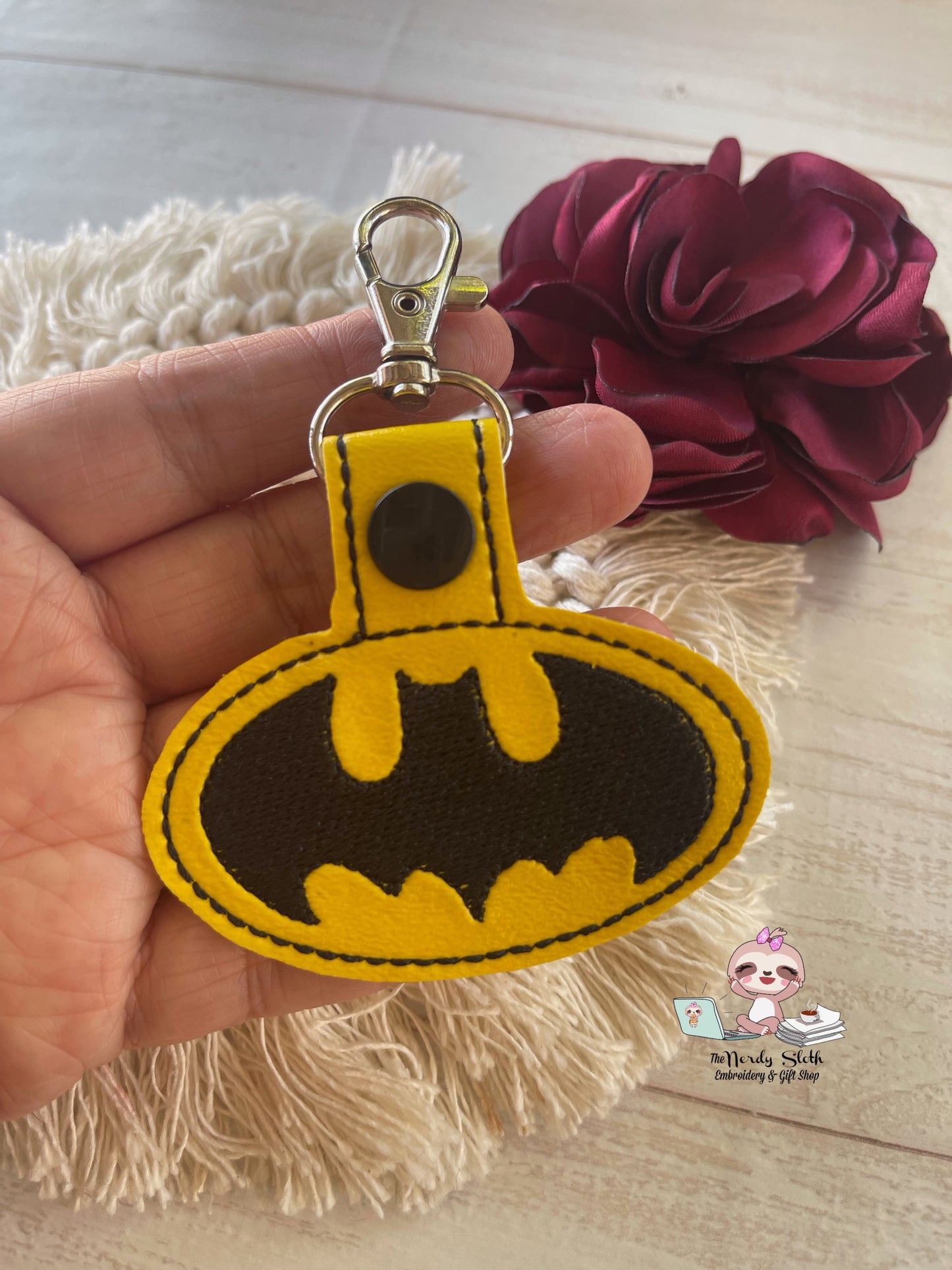 Bat Symbol Black/Yellow Keychain