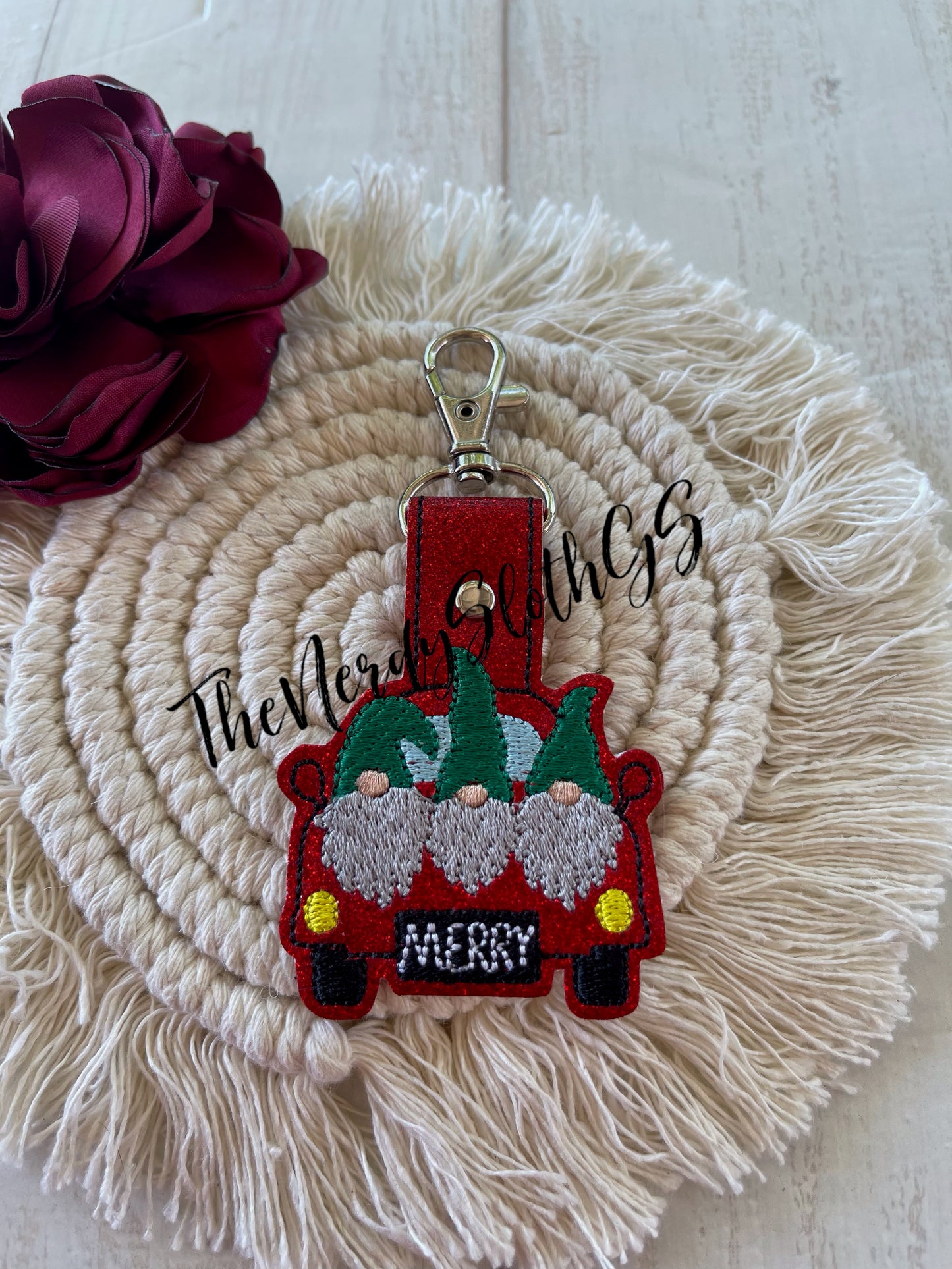 Merry Gnome Truck Keychain