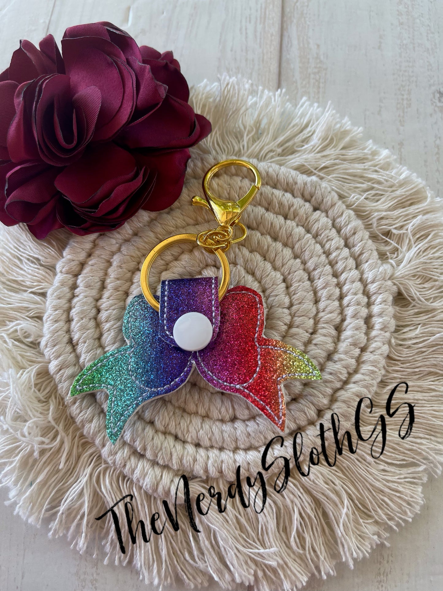 Rainbow Bow Keychain