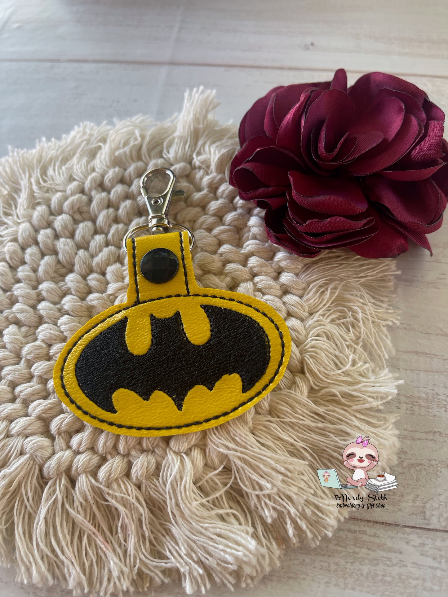 Bat Symbol Black/Yellow Keychain