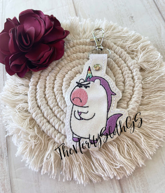 Grumpy Unicorn Keychain