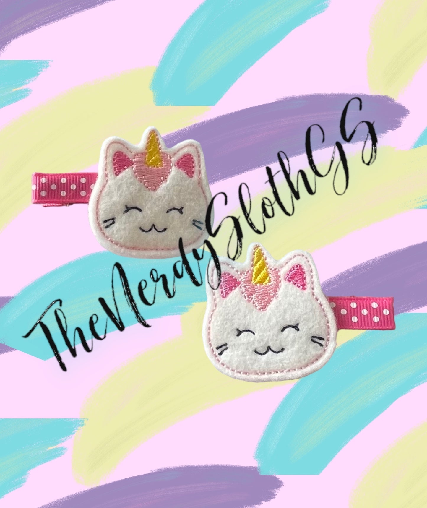 Unicorn Kitty Hair Clippie