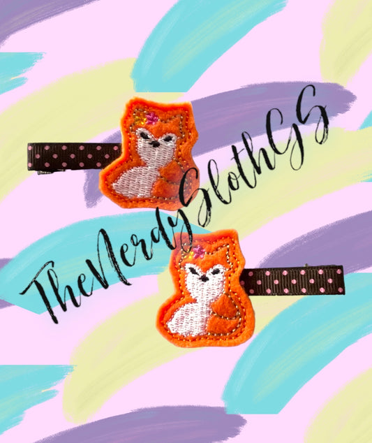 Fall Fox Hair Clippies