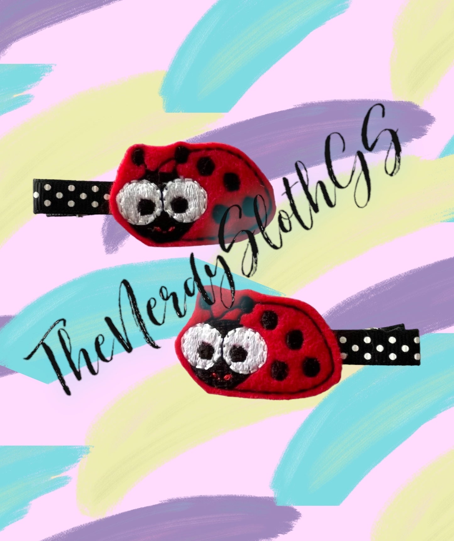 Ladybug Hair Clippie pair