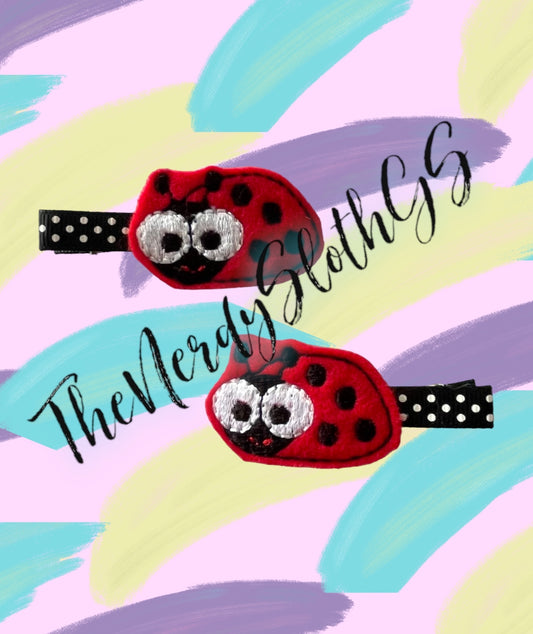 Ladybug Hair Clippie pair