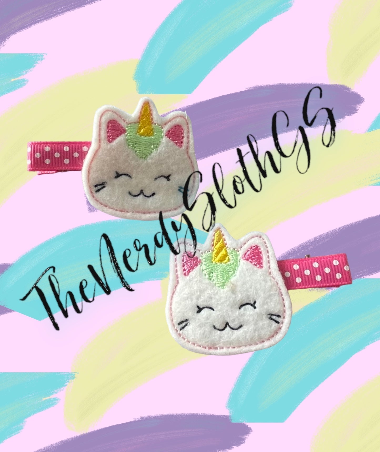 Unicorn Kitty Hair Clippie