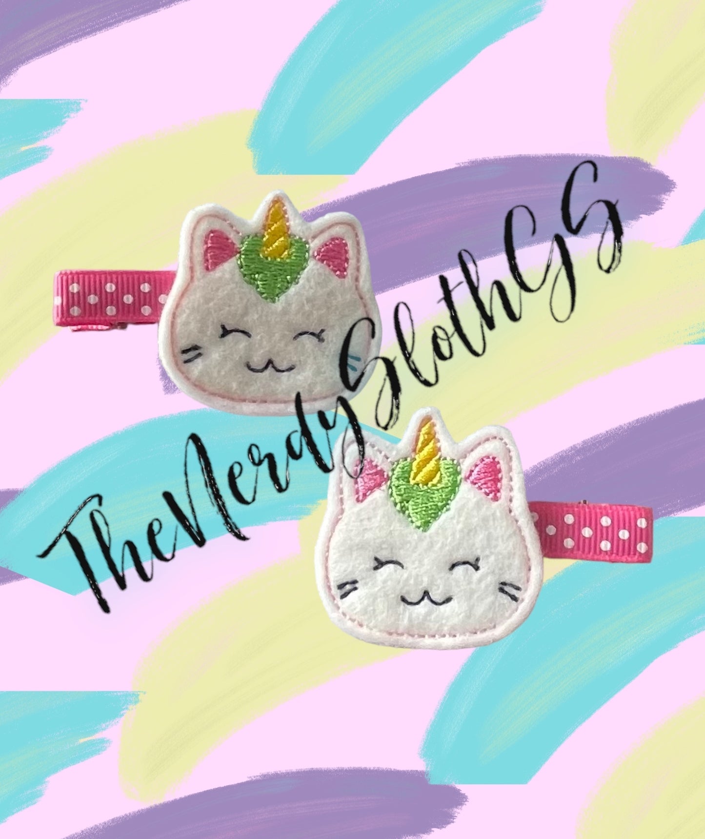 Unicorn Kitty Hair Clippie