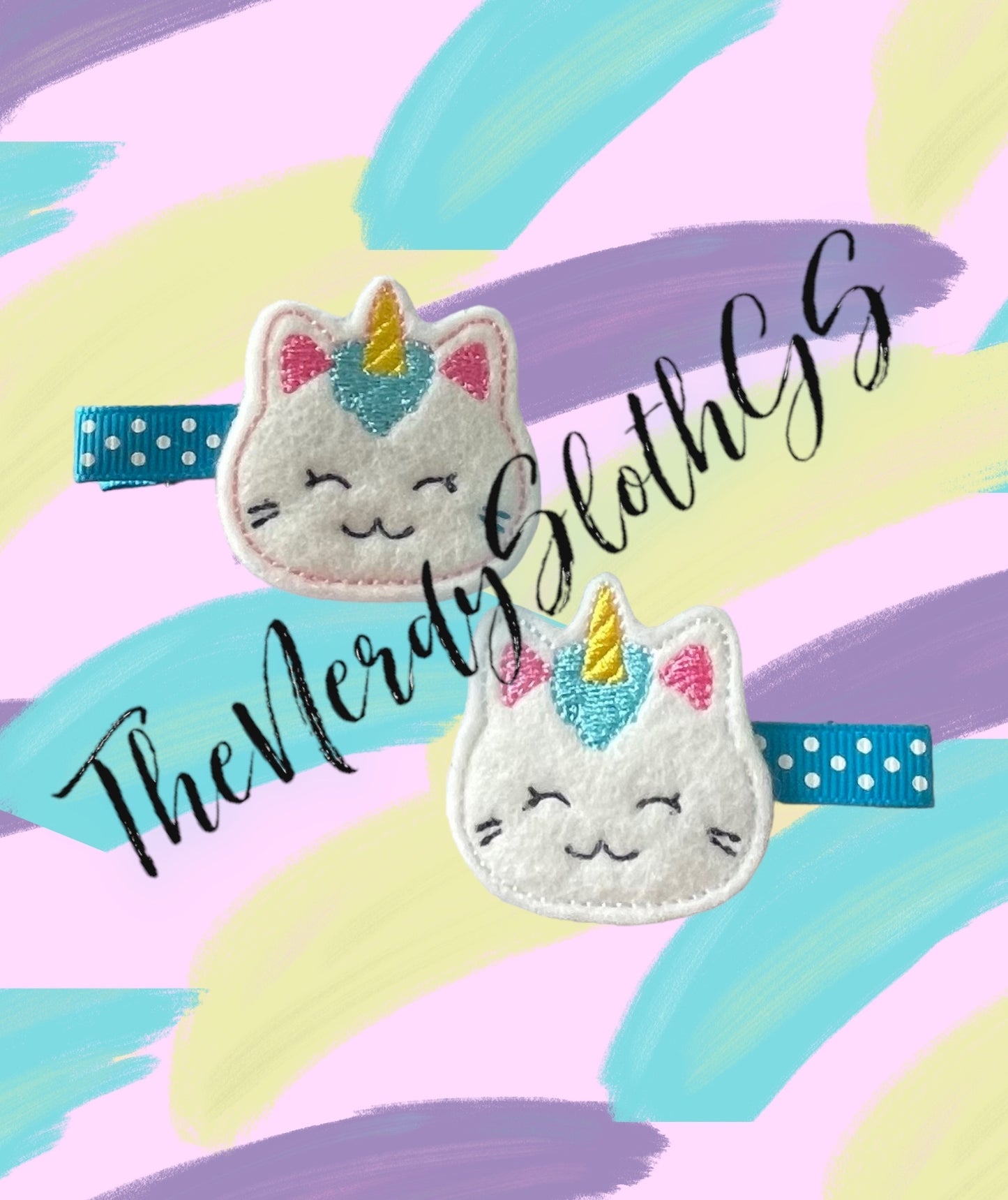 Unicorn Kitty Hair Clippie