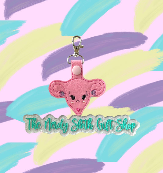 Angry Uterus pink Keychain | KeyFob