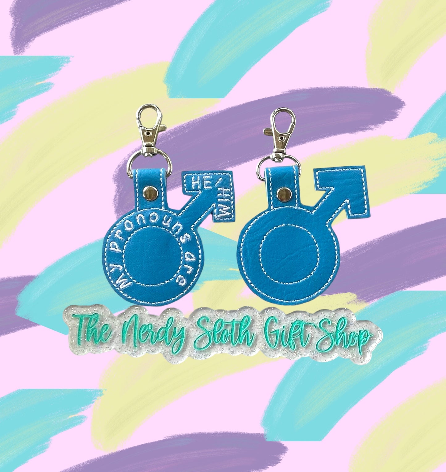 Pronouns He/ Him symbol Keychain