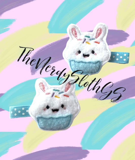 Cupcake Bunny Blue Hair Clipppies