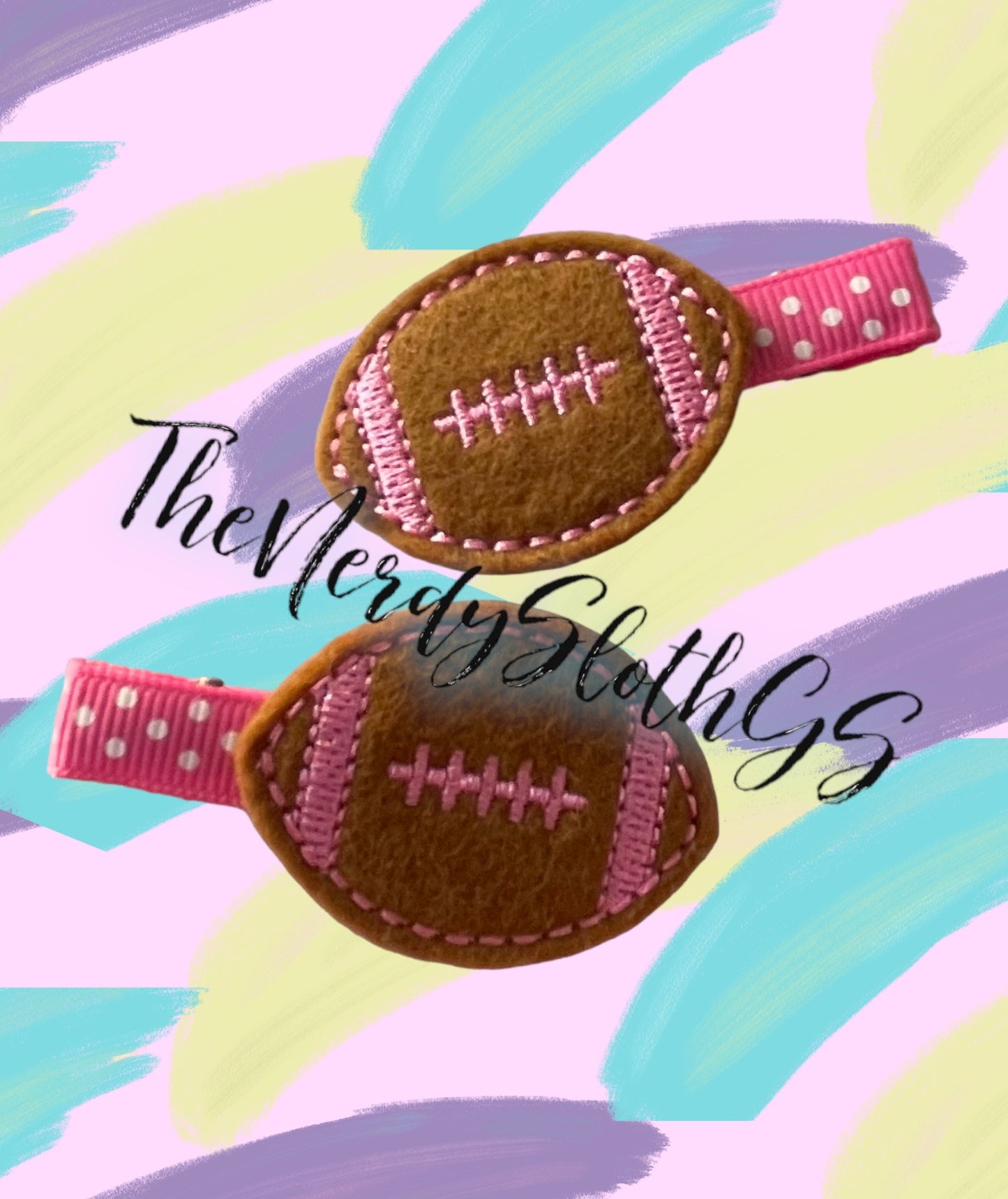 Girly Footballs Hair Clipppies