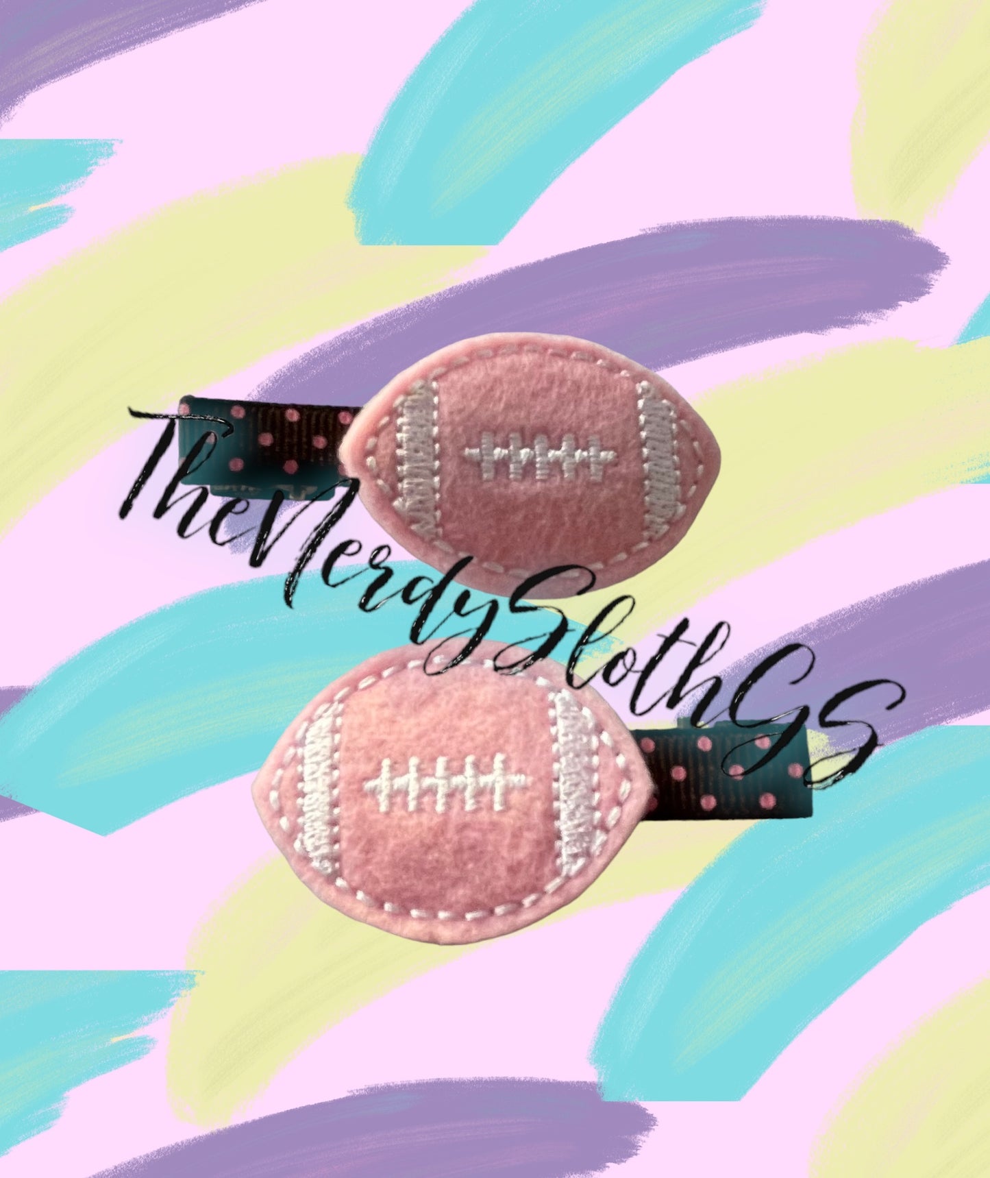 Girly Footballs Hair Clipppies