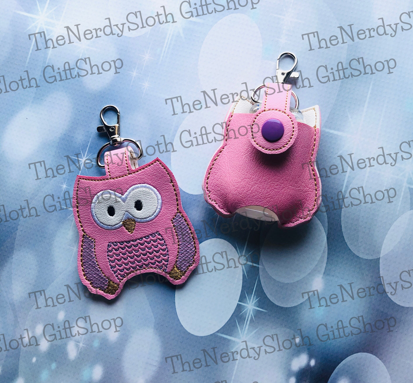 Pink Owl Hand Sanitizer Holder