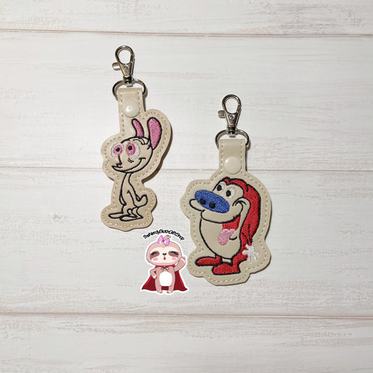 Cat and Chihuahua Cartoon friends Keychain