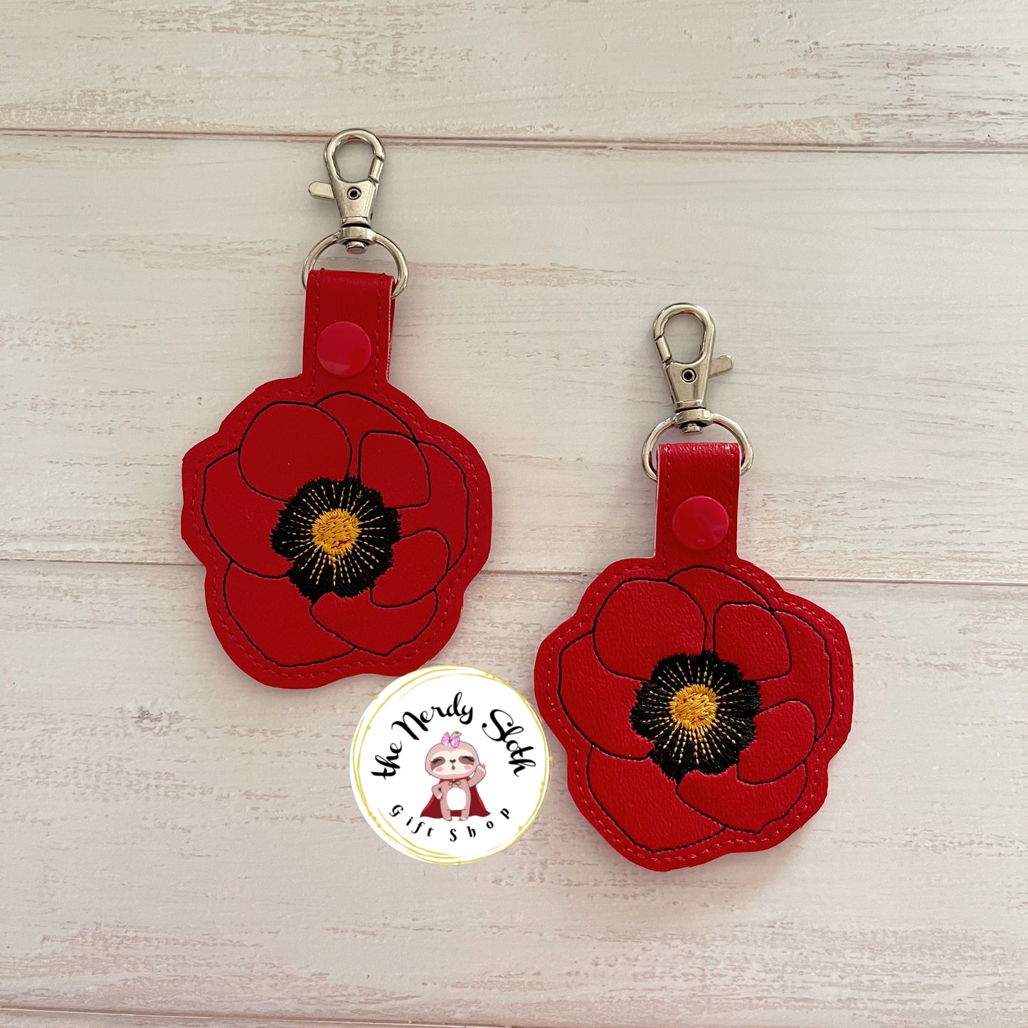 Modern Poppy Floral Keychain