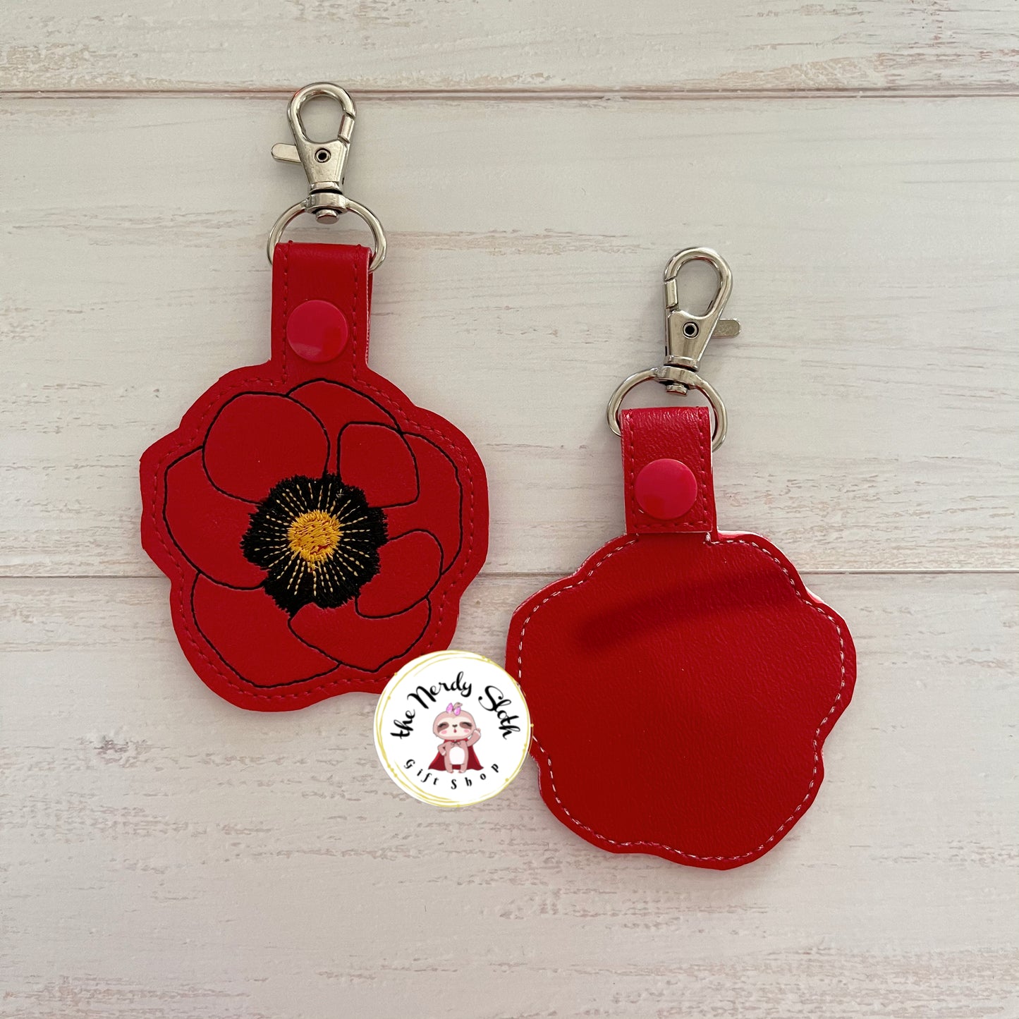 Modern Poppy Floral Keychain