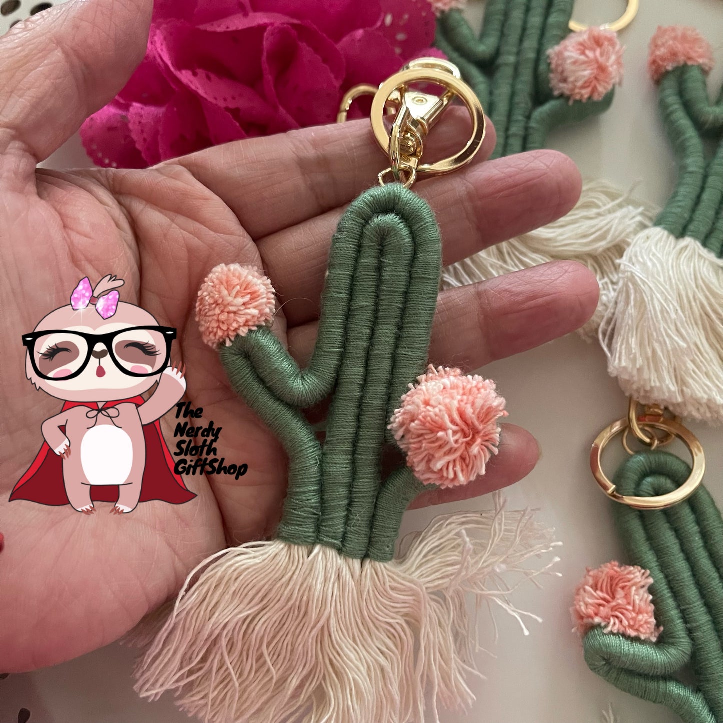 Cactus Macramé Keychain