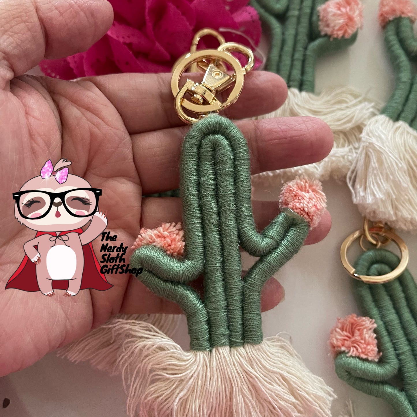 Cactus Macramé Keychain