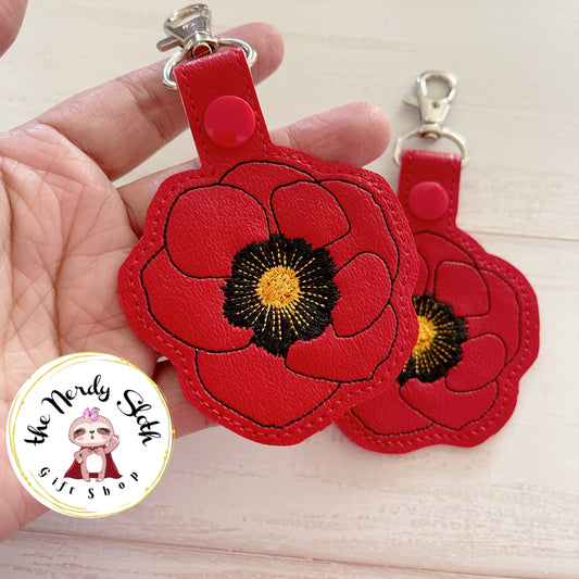 Modern Poppy Floral Keychain